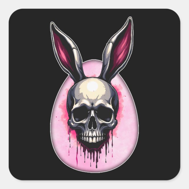 Dark Bunny Skull – Gothic Style - Sticker (Front)