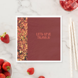 Dark Burgundy Autumn Feast Happy Thanks giving Napkin