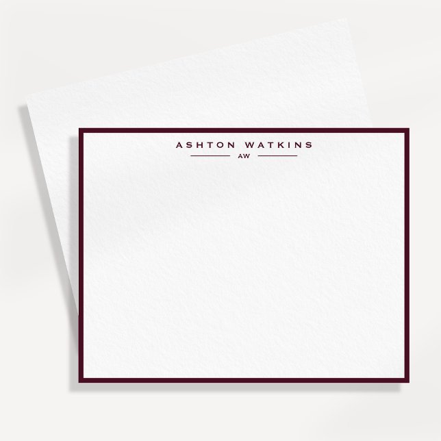Dark Burgundy Border Personalized Note Card (Creator Uploaded)