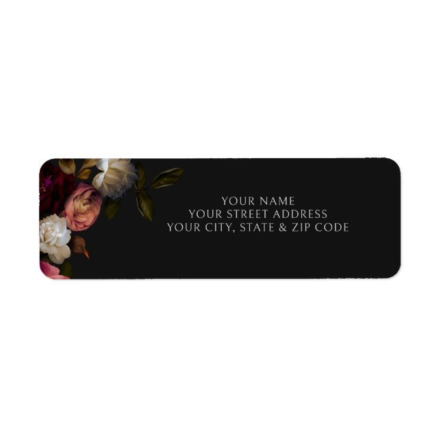 Dark Burgundy Cream Peonies Black Shower Registry (Front)