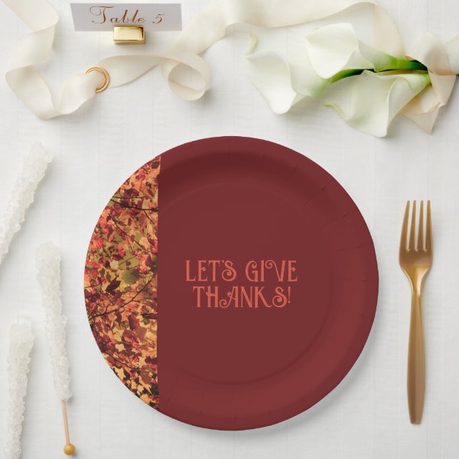 Dark Burgundy Family Gathering Happy Thanks giving Paper Plate (Wedding)