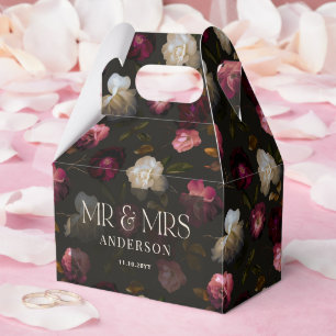 Dark Burgundy Floral Moody Black Elegant Romantic Favor Box