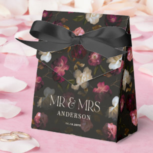Dark Burgundy Floral Moody Black Elegant Romantic Favor Box