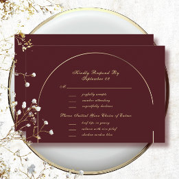Dark Burgundy Gold Arch Frame Menu Selection RSVP