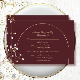 Dark Burgundy Gold Arch Frame Menu Selection RSVP 