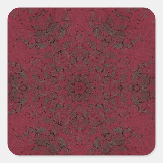 Dark Burgundy Pattern Background Square Sticker (Front)