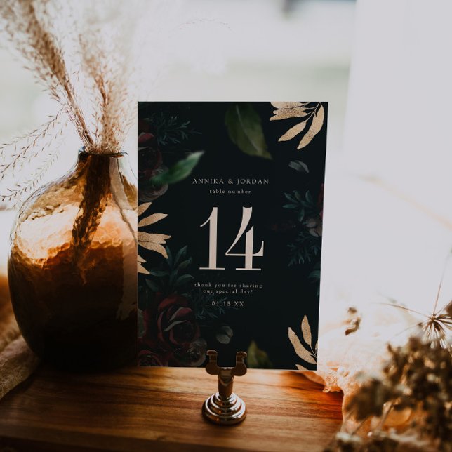 Dark Burgundy Rose | Autumn Wedding Table Number (Creator Uploaded)