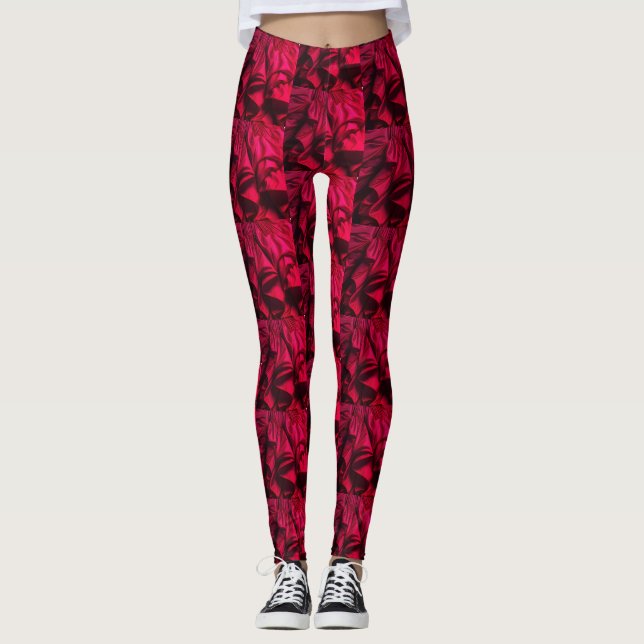 Dark Burgundy Ruffles on Customized Tight Leggings (Front)