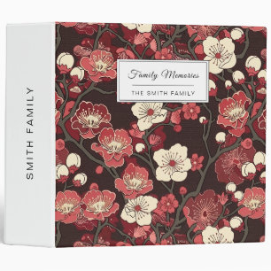 Dark Burgundy Sakura Floral Coral Blossom Pattern Binder