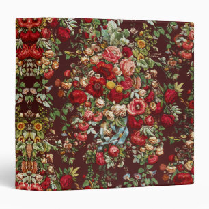 Dark Burgundy Victorian Rose Floral Ribbon Pattern Binder