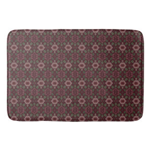 Dark Burgundy With Floral Pattern Bath Mat