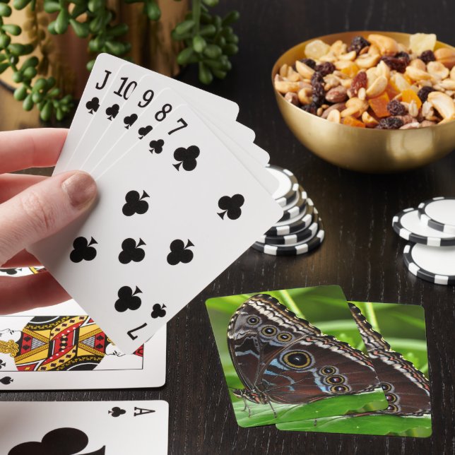 Dark Butterfly Sitting on Leaf Playing Cards (In Situ)