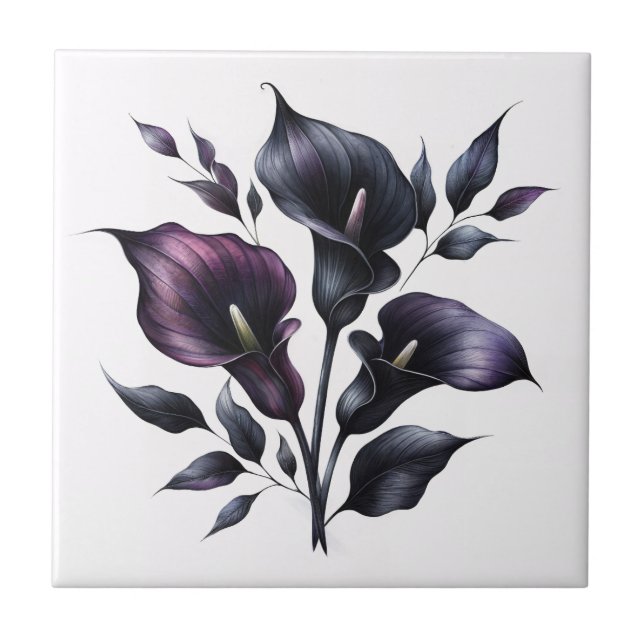 Dark Calla Lilies Gothic Tile (Front)