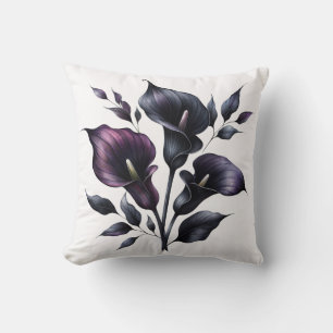 Dark Calla Lily Throw Pillow