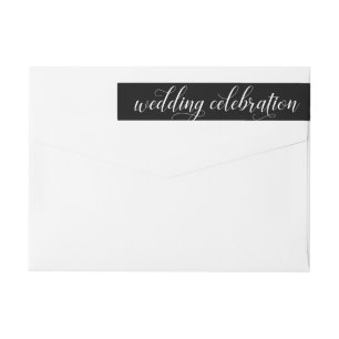 Dark Calligraphy Script Wedding Celebration Wrap Around Label