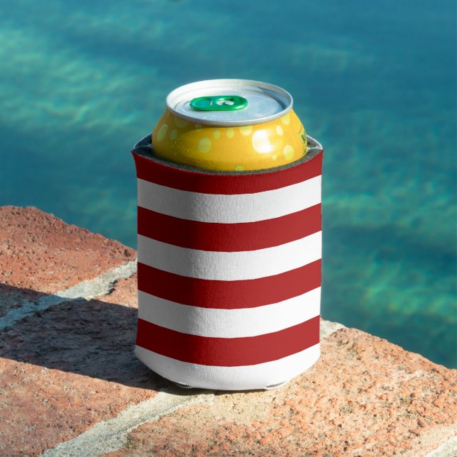 Dark Candy Apple Red and White Stripes Can Cooler (In Situ Pool)