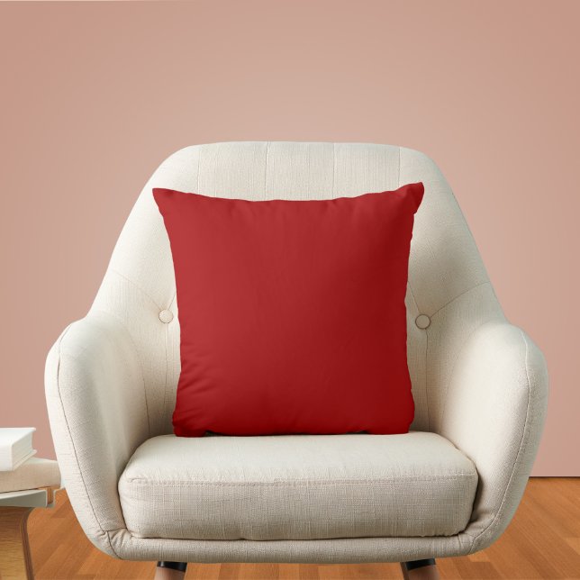 Dark Candy Apple Red Solid Colour Throw Pillow (Creator Uploaded)