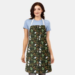 Dark Carrots And Nuts Pattern Apron