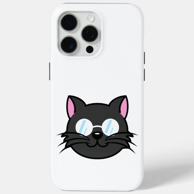 Dark Cat Black Cat Grey Cat Wearing Glasses Case-Mate iPhone Case (Back)