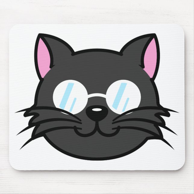 Dark Cat Black Cat Grey Cat Wearing Glasses Mouse Pad (Front)