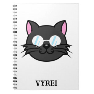 Dark Cat Black Cat Grey Cat Wearing Glasses Notebook