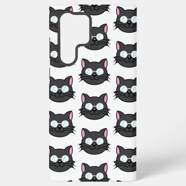 Dark Cat Black Cat Grey Cat Wearing Glasses Samsung Galaxy S22 Ultra Case (Back)