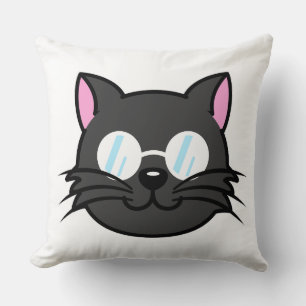 Dark Cat Black Cat Grey Cat Wearing Glasses Throw Pillow