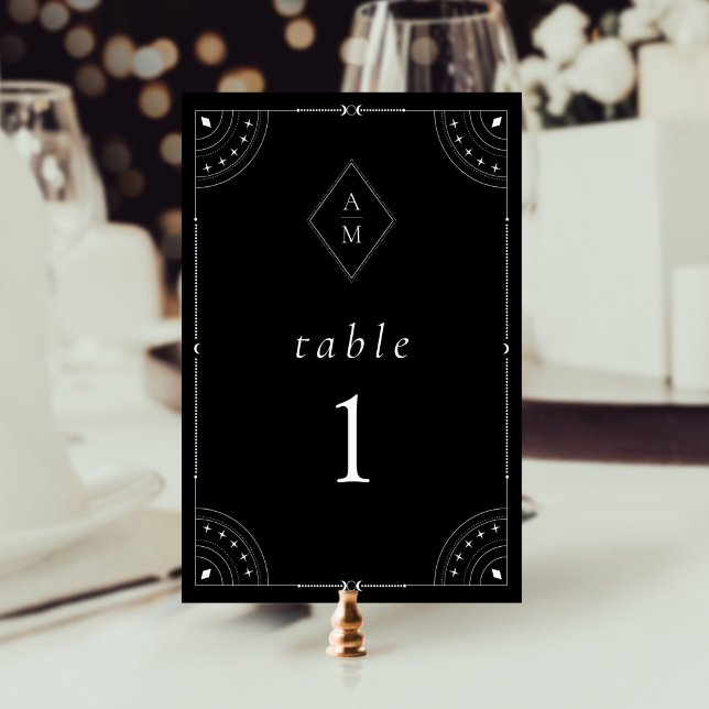Dark Celestial Moon & Stars Table Number (Creator Uploaded)
