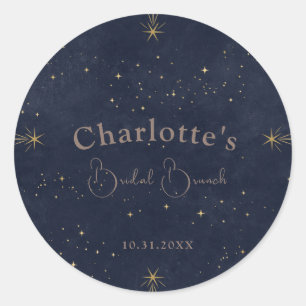 Dark Celestial Sun and Moon Bridal Brunch Shower Classic Round Sticker