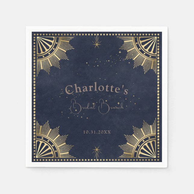 Dark Celestial Sun and Moon Bridal Brunch Shower Napkin (Front)