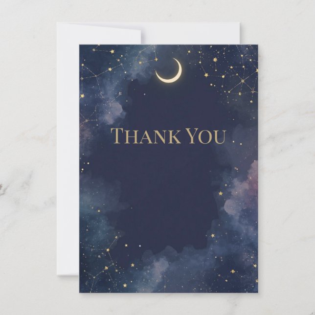 Dark Celestial Thank You Card | Crescent Moon (Front)