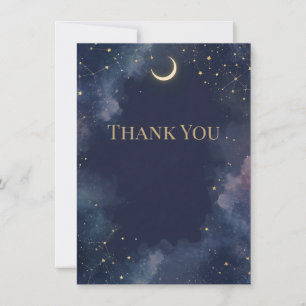 Dark Celestial Thank You Card   Crescent Moon