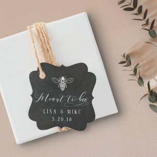 Dark Chalk Meant to Bee Wedding Honey Favour Tags