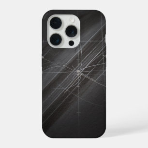 Dark Charcoal Geometric Architectural Line Art iPhone 15 Pro Case