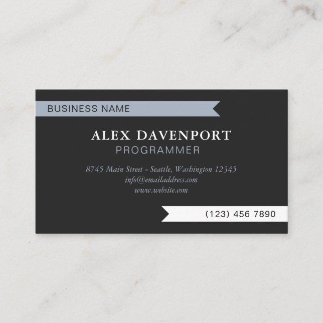 Dark Charcoal Grey Guidon Pennant Any Profession Business Card (Front)