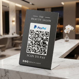 Dark Charcoal Single QR Code Scan to Pay Pedestal Sign