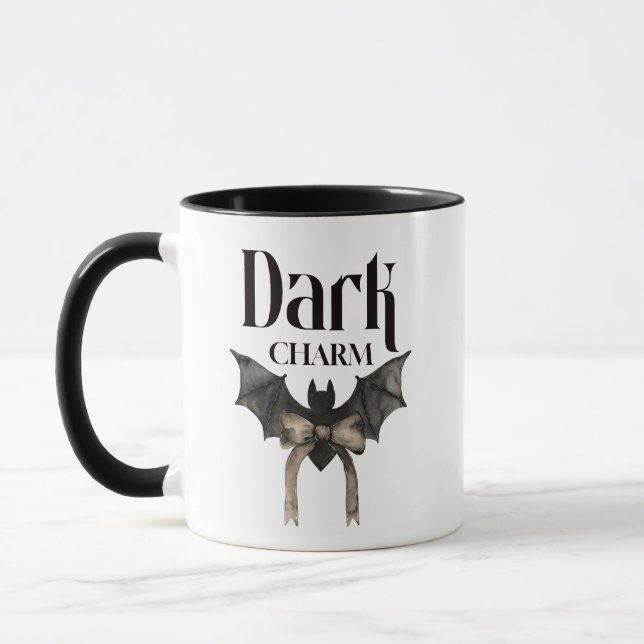 Dark Charm Gothic Bat Bow Mug (Left)