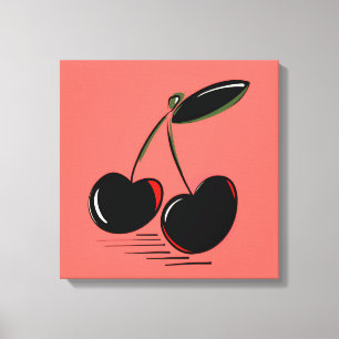 Dark Cherries – Minimal Graphic Art  Canvas Print