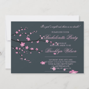 Dark Cherry Blossom Bachelorette Party Invitations