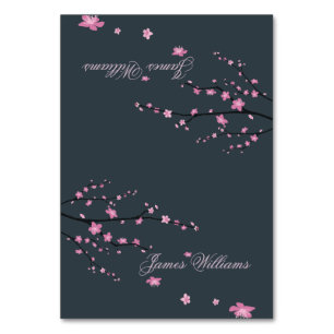 Dark Cherry Blossom Wedding Place Cards