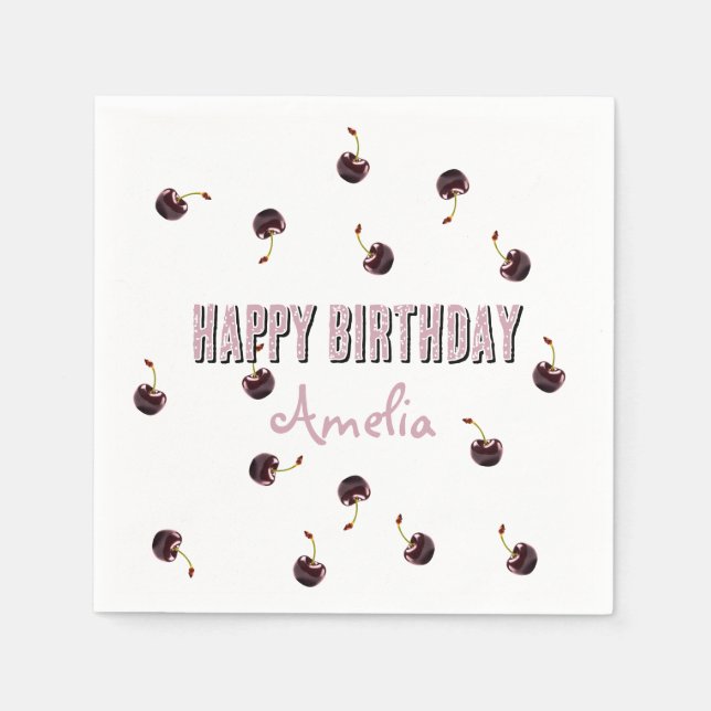 Dark Cherry Personalized Party Napkin (Front)