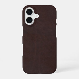 Dark Chestnut Brown Faux Leather iPhone 16 Case