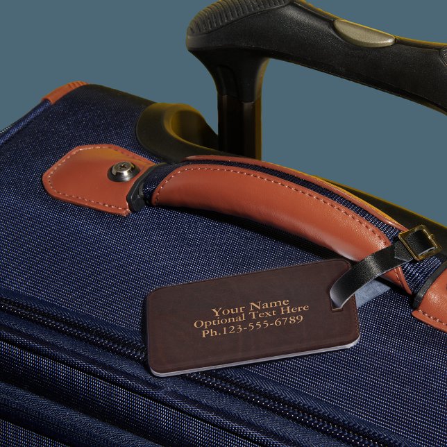 Dark Chestnut Brown Faux Leather Luggage Tag (Creator Uploaded)