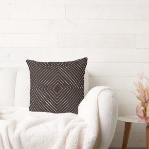 dark chocolate brown Nested White Squares Tribal Throw Pillow