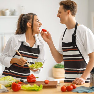 Dark Chocolate Brown Stripes Apron