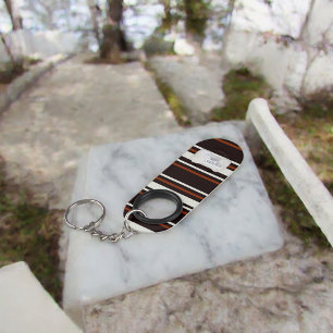 Dark Chocolate Brown Stripes Keychain Bottle Opener