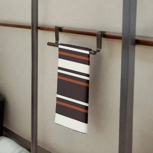 Dark Chocolate Brown Stripes Kitchen Towel