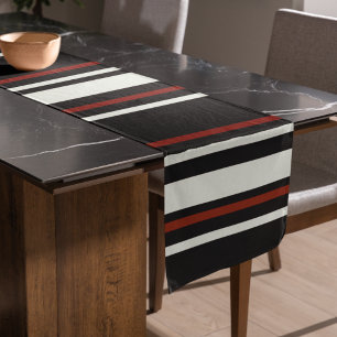 Dark Chocolate Brown Stripes Long Table Runner