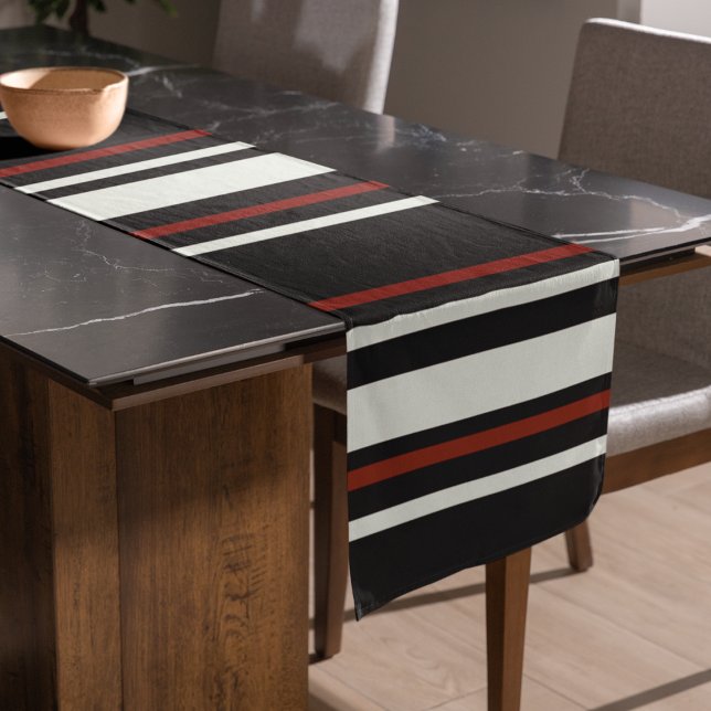 Dark Chocolate Brown Stripes Long Table Runner (table runner)