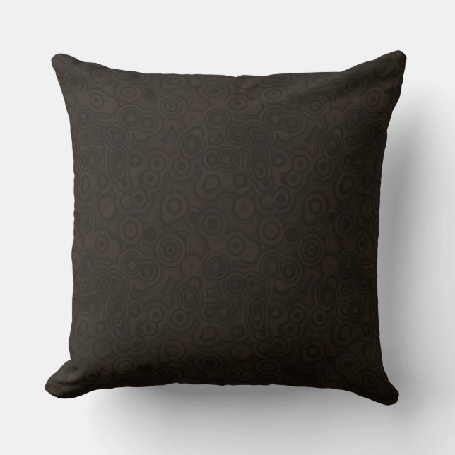 Dark Chocolate Brown Urban Circles Pattern Throw Pillow (Front)